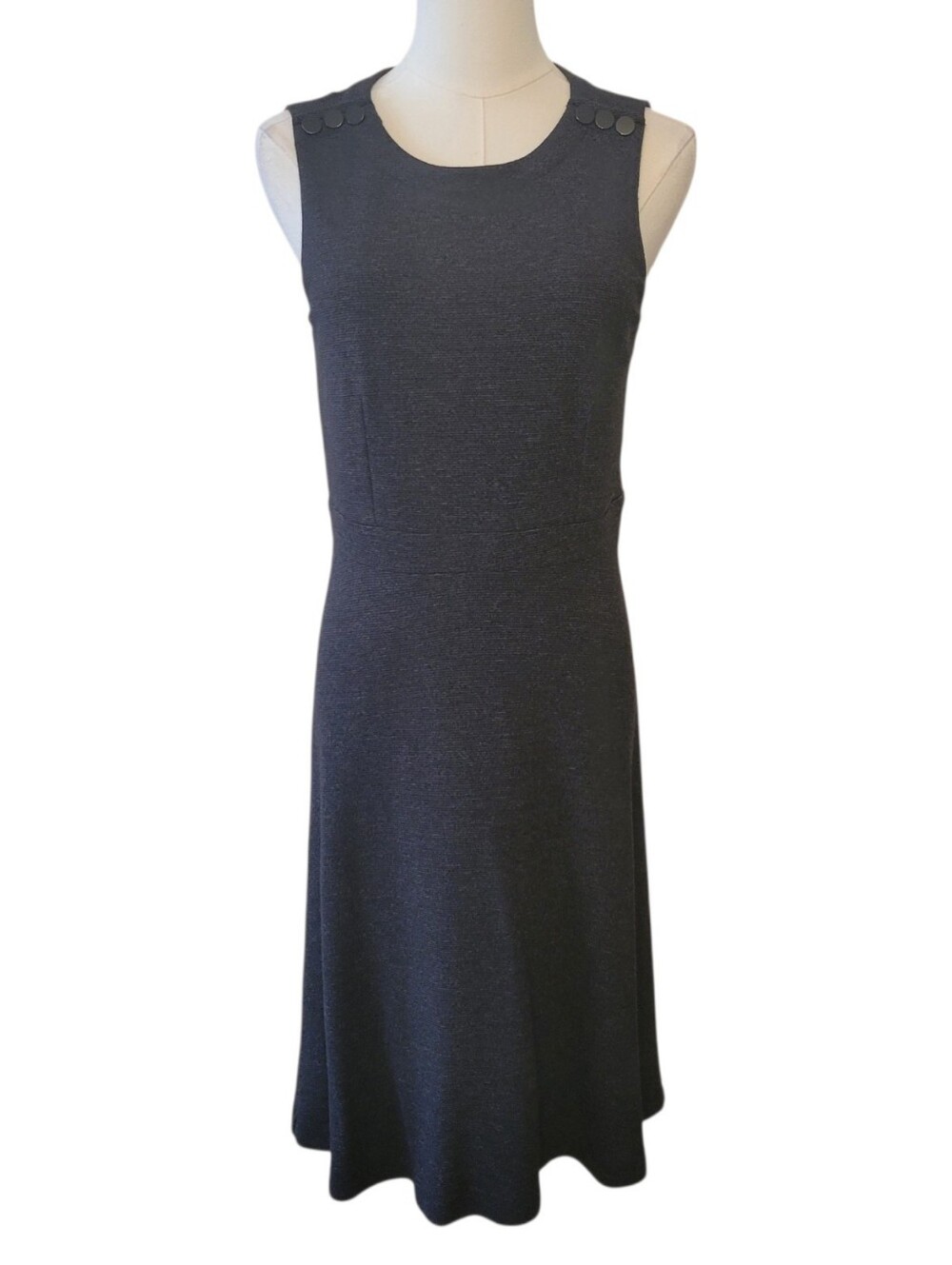 LOFT Charcoal‎ Gray Sleeveless Fit & Flare Midi Knit Dress Size 6 Petite